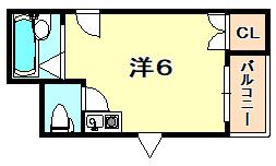篠原シャレー(ワンルーム/3階)の間取り写真