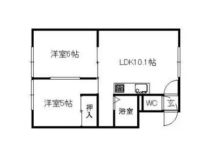 プレステージ南26条(2LDK/3階)の間取り写真