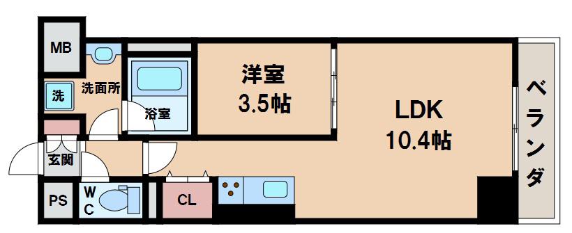 KG ソフィア アベノ播磨町(1LDK/8階)の間取り写真
