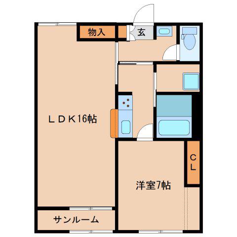 レオパレスヴィラージュE(1LDK/1階)の間取り写真