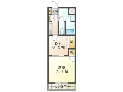 エール白須賀II(1DK/2階)の間取り写真