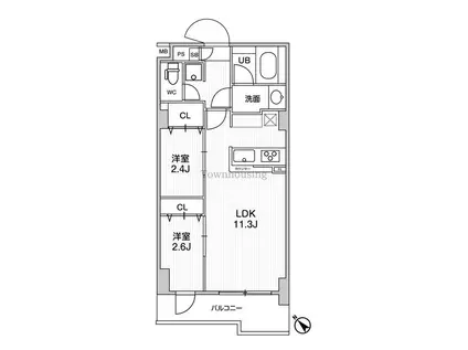 ドゥーエ曳舟(2LDK/2階)の間取り写真