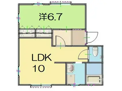 ファミール若竹(1LDK/1階)の間取り写真