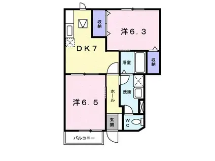 エクセレンス(2DK/1階)の間取り写真