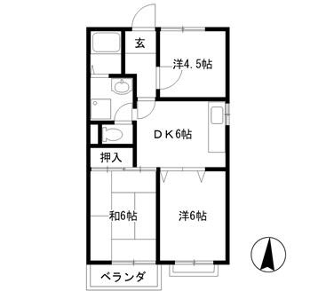 グランイル御立(3DK/2階)の間取り写真
