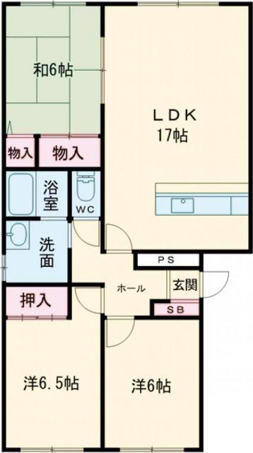 フラットフォーレスト本通(3LDK/3階)の間取り写真