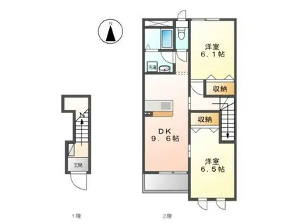エルドラード(2DK/2階)の間取り写真