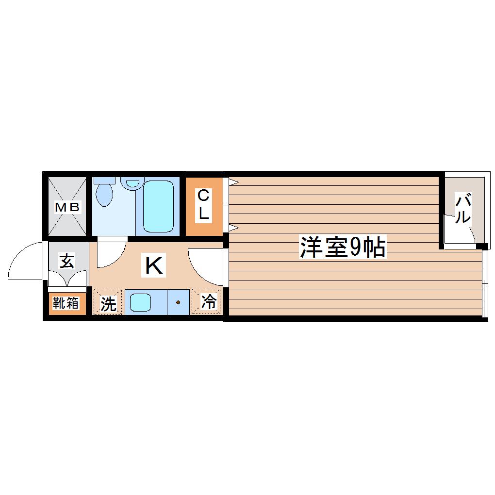 モアクレスト宮城野(1K/2階)の間取り写真