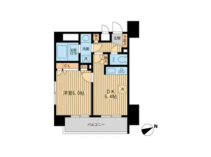 ラポール三田(1DK/9階)の間取り写真