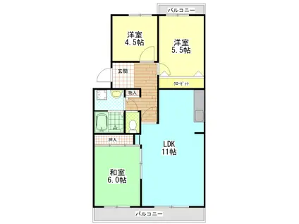 ヴィラ赤とんぼ(3LDK/4階)の間取り写真