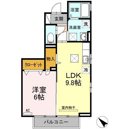 セジュールヒットワン A棟(1LDK/1階)の間取り写真