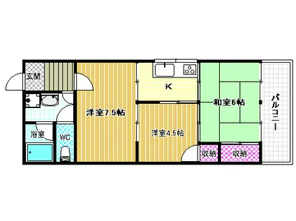 クレセント西川(3K/3階)の間取り写真