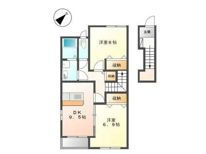 ラピュタ(2DK/2階)の間取り写真