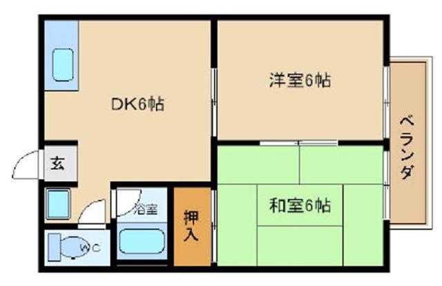 エステートピア白浜Ⅰ(2DK/2階)の間取り写真