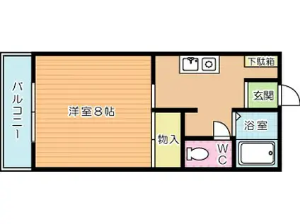 ビーライン足原(1K/1階)の間取り写真