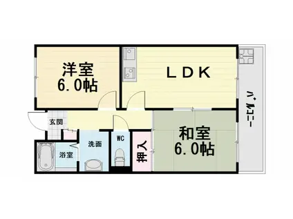 高師浜シーサイドマンションII(2LDK/2階)の間取り写真