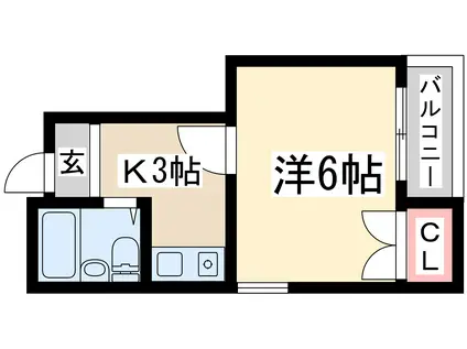 セヴィンシェリエ(1K/2階)の間取り写真