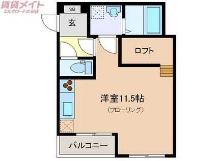 プロミネント菰野(ワンルーム/3階)の間取り写真