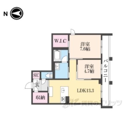 ＪＲ山陰本線 丹波口駅 徒歩7分 4階建 築2年(2LDK/3階)の間取り写真