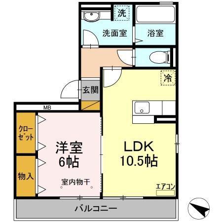 グランドゥールヒル I(1LDK/2階)の間取り写真