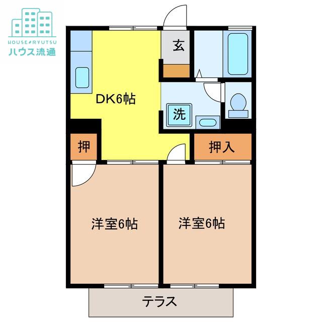 プレジール橘(2DK/1階)の間取り写真