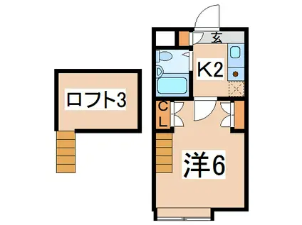シティパレス諏訪I(1K/2階)の間取り写真