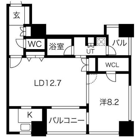 アルグラッドザ・タワー心斎橋(1LDK/9階)の間取り写真