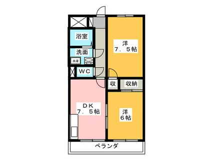 メゾン・ラ・フレーズ(2DK/3階)の間取り写真