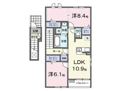 アクティフ浦上II(2LDK/2階)の間取り写真