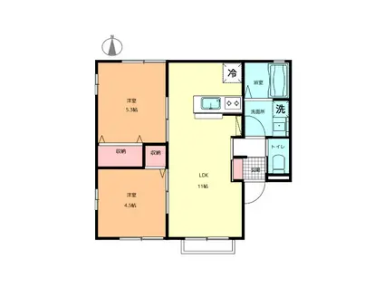 ゲレンデ・アインス(2LDK/2階)の間取り写真