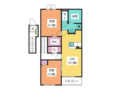 ブローテ(1LDK/2階)の間取り写真