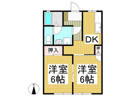 セジュールコスモス(2DK/1階)の間取り写真