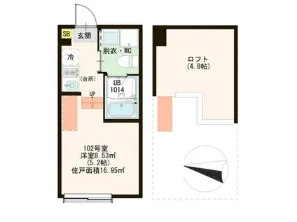 ハーモニーテラス足立XVI(ワンルーム/1階)の間取り写真