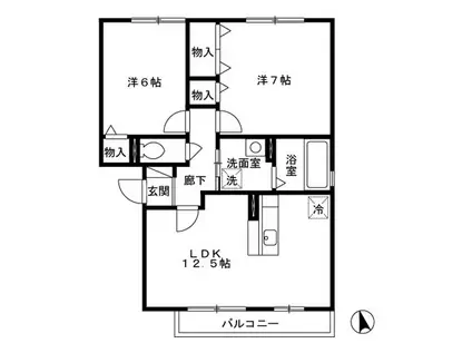 セジュールRASISAA棟(2LDK/3階)の間取り写真