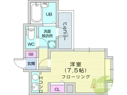 ベルシティ五橋(ワンルーム/5階)の間取り写真