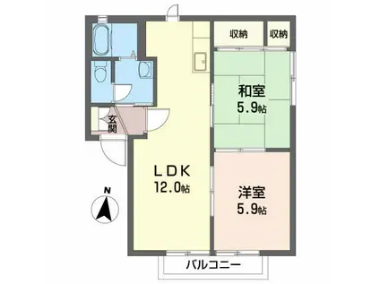 メゾンロード A(2LDK/2階)の間取り写真