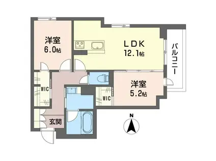 シャーメゾン小仲台(2LDK/2階)の間取り写真