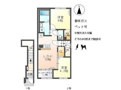 ファーストステージM(2LDK/2階)の間取り写真