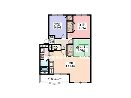 イーフラッツ・ネオ(3LDK/2階)の間取り写真