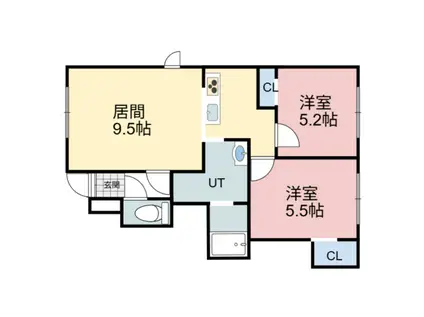 パンプキンA(2LDK/1階)の間取り写真
