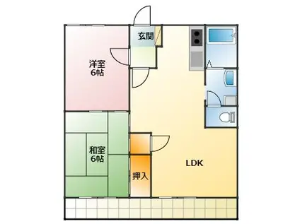 グリーンステージ中橋良A(2LDK/2階)の間取り写真