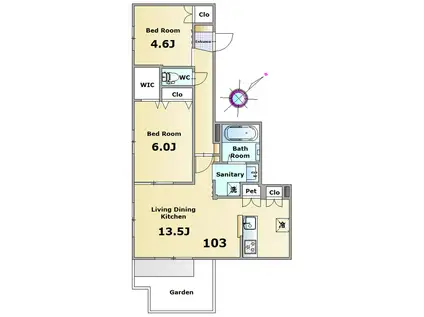メゾン・ド・ロンジュ(2LDK/1階)の間取り写真