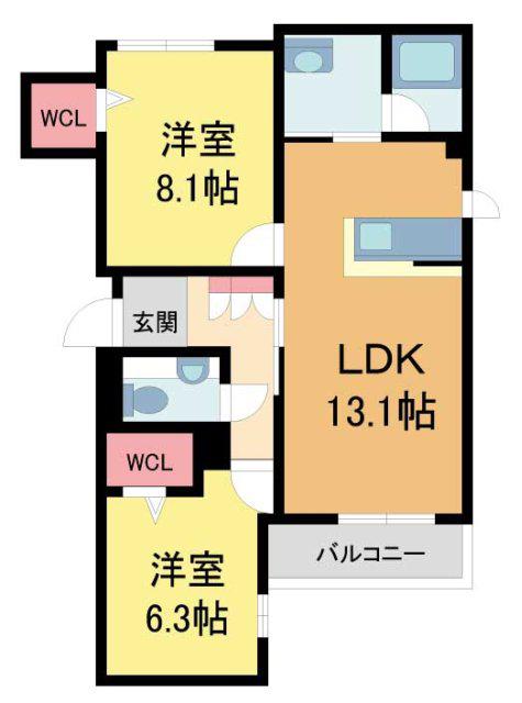 FAMILIAR OGO(2LDK/3階)の間取り写真