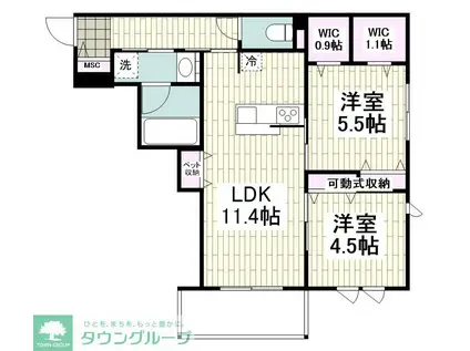 アルカン・メール 藤沢(2LDK/3階)の間取り写真