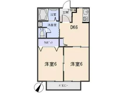 ドエル善十(2DK/1階)の間取り写真