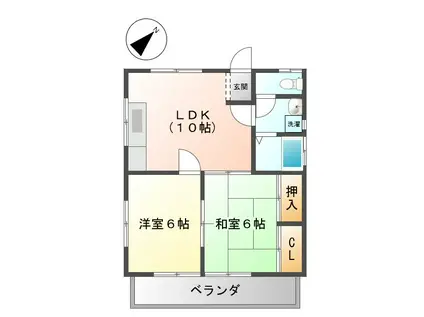 ヴェストシュタット三和III(2LDK/2階)の間取り写真