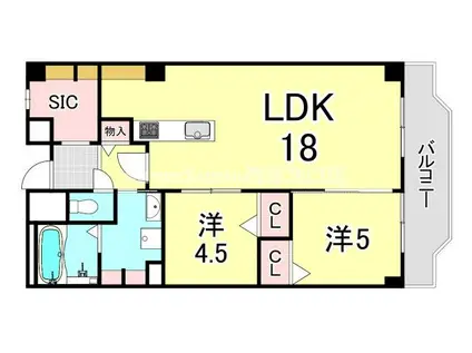 夙川松風公園アーバンライフ(2LDK/4階)の間取り写真