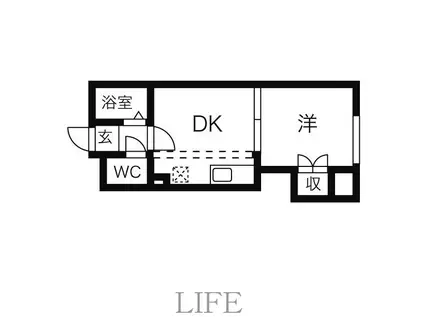 メゾンエクレーレ中の島(1DK/1階)の間取り写真