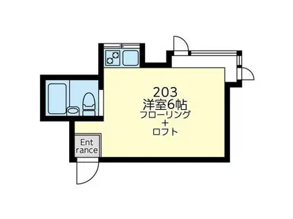 コーポラス三ツ沢(ワンルーム/2階)の間取り写真