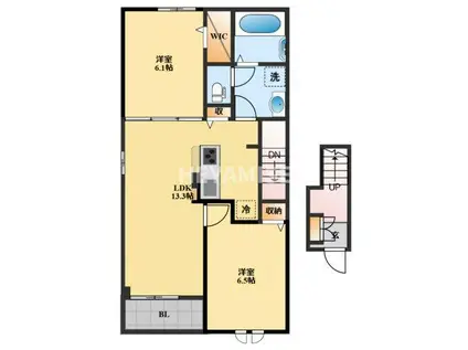 メゾン・アイリスB(2LDK/2階)の間取り写真